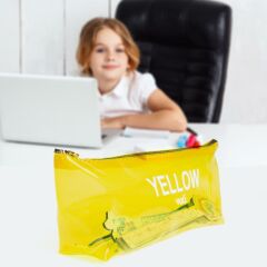 VUKI SEFFAF KALEM CANTASI UCGEN SARI VK-0115-05