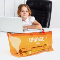 VUKI SEFFAF KALEM CANTASI UCGEN TURUNCU VK-0115-08