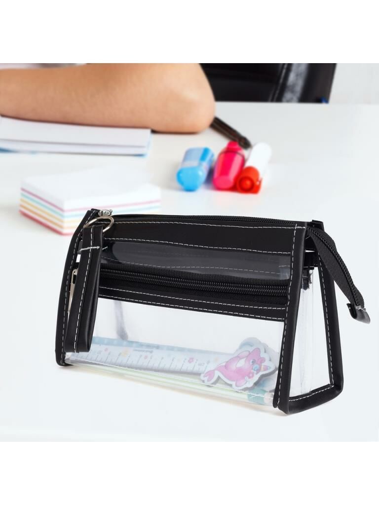 VUKI KALEM CANTASI 3 BOLME DERI+PVC SIY VK-0119-04