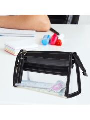 VUKI KALEM CANTASI 3 BOLME DERI+PVC SIY VK-0119-04