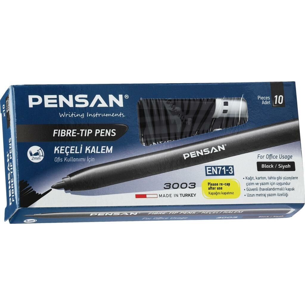 PENSAN KECELI KALEM OFIS TIPI SIYAH 10 LU (3003)