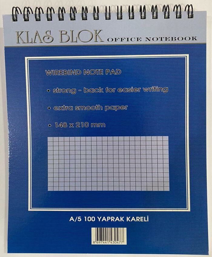 KLAS KARELI BLOKNOT SPIRALLI A5 100 YAPRAK (0447)