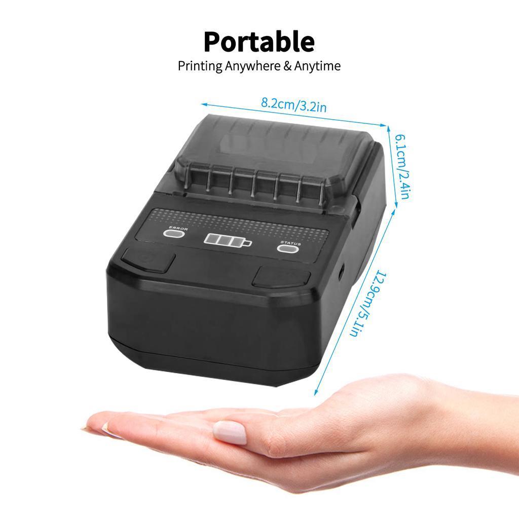 Taşınabilir 58mm Termal Etiket Yazıcı Kablosuz BT Mini Fatura Bilet POS Mobil Yazıcı