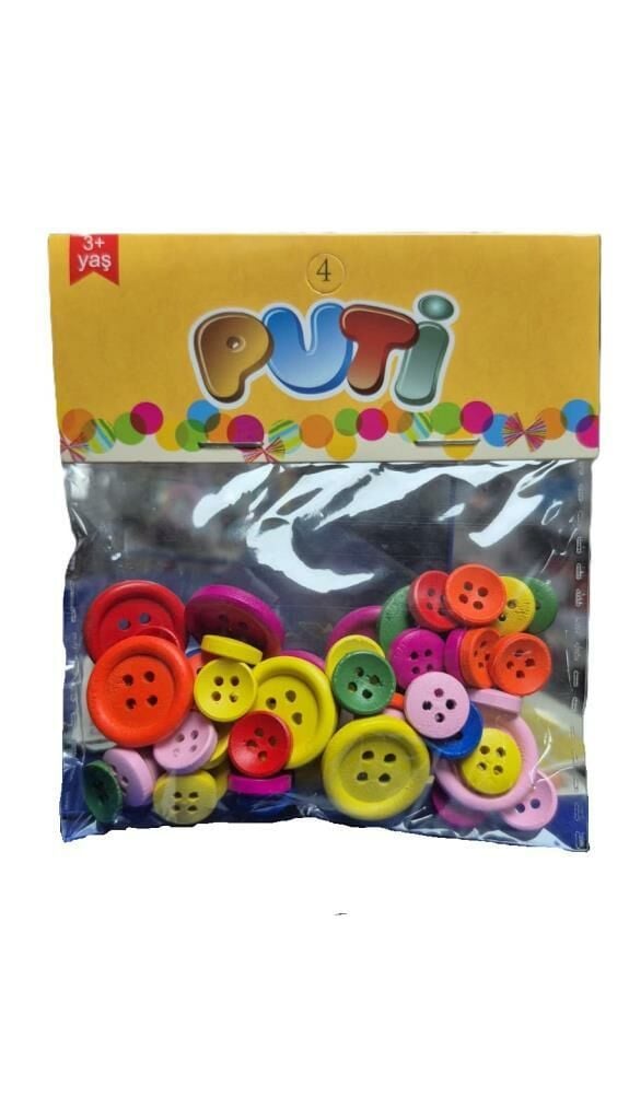 PUTI RENKLI AHSAP DUGME 60 LI (11134)