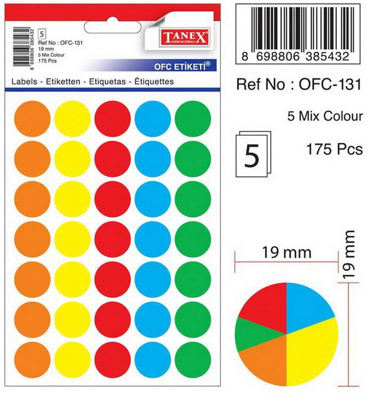 TANEX ETIKET  RENKLI 19MM 350LI (131)
