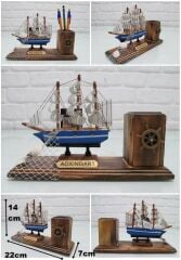 HEDIYELIK AHSAP GEMI KALEMLIKLI (1069)