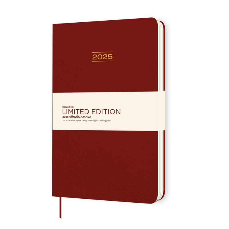 KESKIN AJANDA GUNLUK 2025 17x24 KIRMIZI 600068