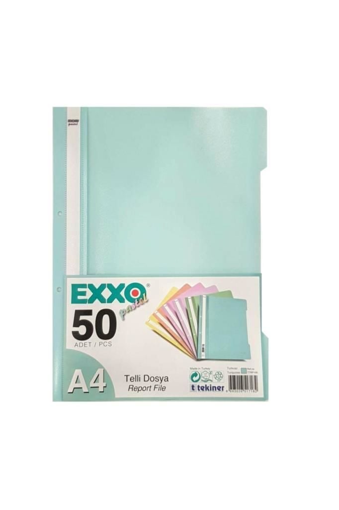 EXXO TELLI DOSYA TURKUAZ PASTEL 50 LI