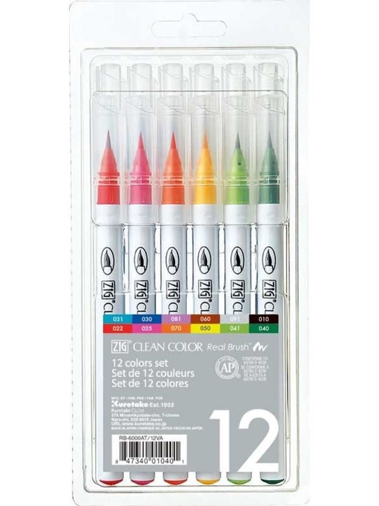 ZIG CLEAN COLOR REAL BRUSH RB-6000AT/12VA 12 LI