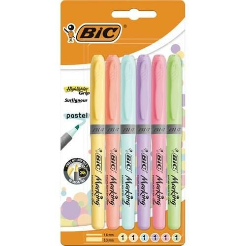 BIC FOSFORLU K.BRITE LINER GRIP PASTEL 6 LI 992561