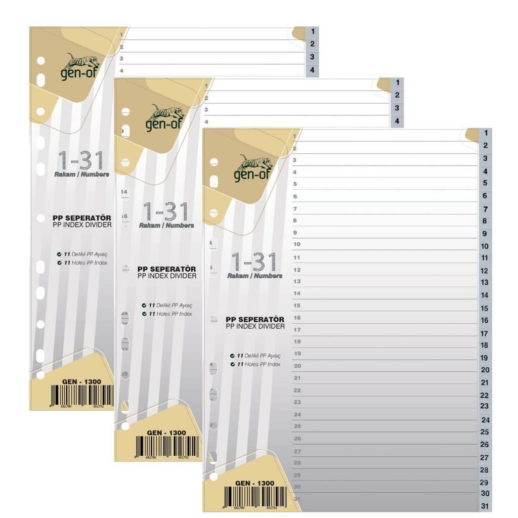 GEN-OF SEPERATOR PLASTIK A4 1-31 RAKAMLI (GEN-1300