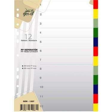 GEN-OF SEPERATOR  PLASTIK A4 1-12 RENK (1307)