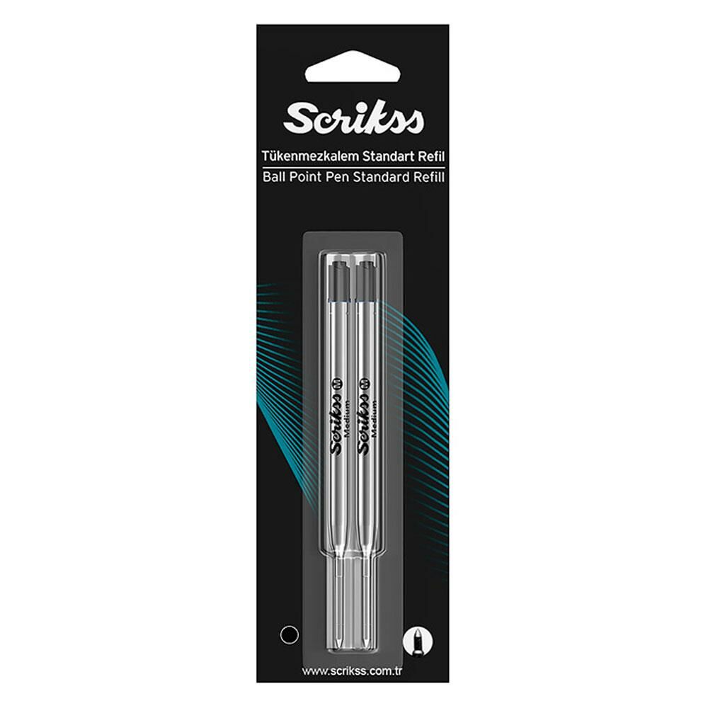 SCRIKSS TUKENMEZ KALEM D1  REFIL KISA SIYAH 2 LI