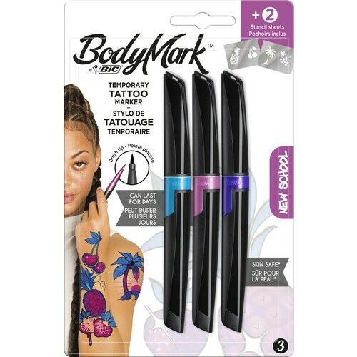 BIC BODYMARK GECICI DOVME TATTOO KALEMI  3 LU