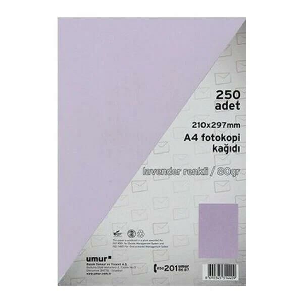 UMUR A4 RENK FOTO KAGIT LAVANDER 250 LI(185)
