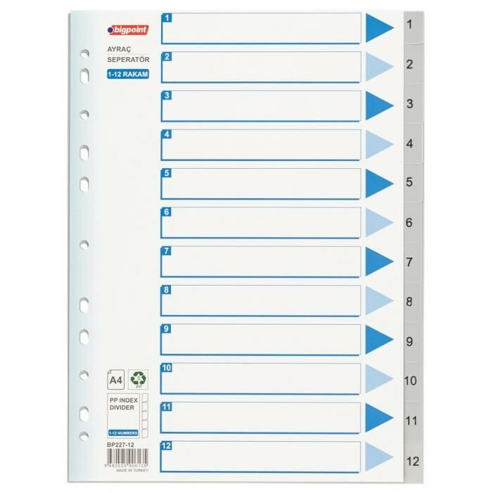 BIGPOINT PLASTIK A4 SEPERATOR 1-12 RAKAM (227-12)