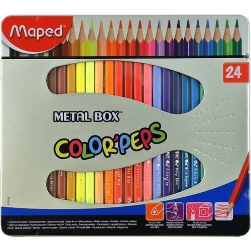 MAPED KURU BOYA COLOR PEPS METAL KUTU 24 RENK