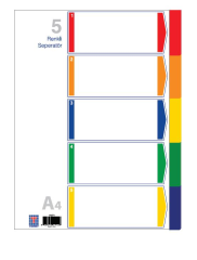 TEMAT SEPERATOR PLASTIK A4 1-5 RENK (11071)