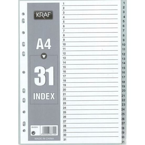 KRAF SEPERATOR PLASTIK A4 1-31 RAKAM (1031)