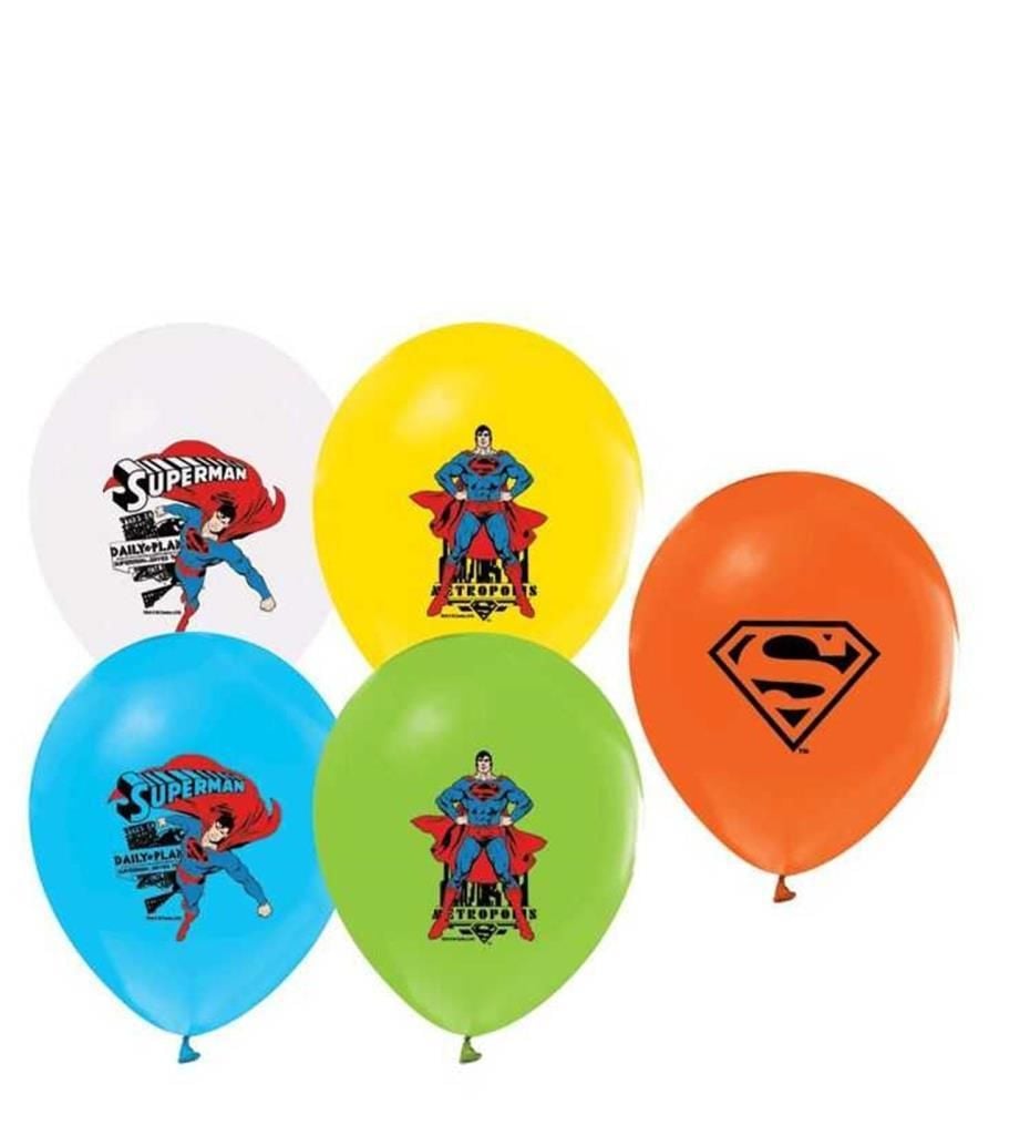 BALONEVI 4+1 SUPERMEN  BASKILI PASTEL BALON 100 LU