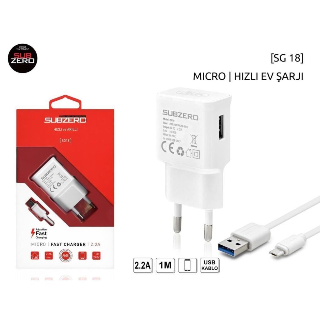 SUBZERO MICRO USB 9V 2.1A HIZLI SARJ CIHAZ(SG-18)