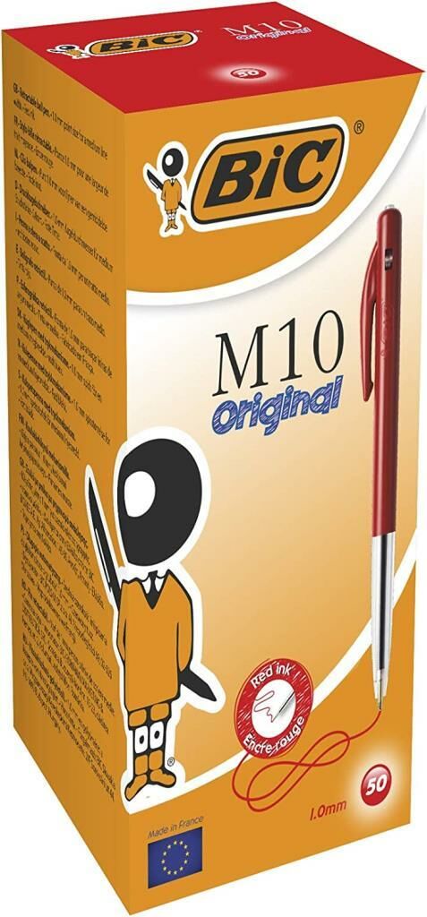 BIC TUKENMEZ KALEM M10 BASMALI 50LI KUTU KIRMIZI