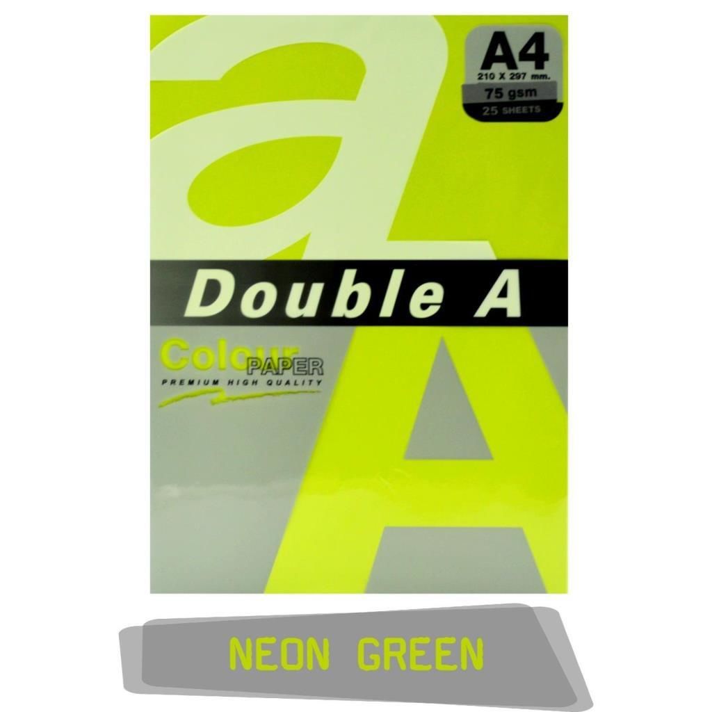 DOUBLE A RENKLI FOTO KAGIDI A4 NEON GREEN 25 LI
