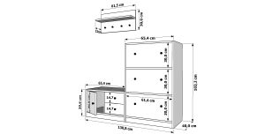 Puflu Raflı Askılıklı Çekmeceli Beyaz Vestiyer Çıtasız 130 cm VST-1105-Ç