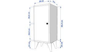 Raflı Kapaklı Ayaklı Beyaz Komodin Çıtasız KMD-1063-Ç