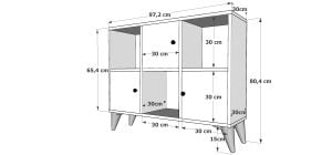 Ayaklı Üç Kapaklı Raflı Beyaz Konsol Çıtasız KNS-1255-Ç
