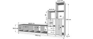 Dolaplı Çekmeceli Tv Ünitesi Beyaz 228 Cm TV-1278-Ç