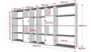 4 Kapakli Rafli Kitaplik 260 Cm Beyaz KTP-1412-Ç