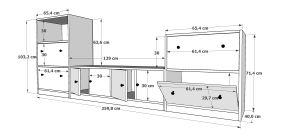 Dolaplı Tv Ünitesi Beyaz 260 Cm TV-1273-Ç