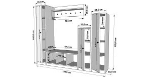 Dolaplı Puflu Raflı Askılıklı  Beyaz Vestiyer Çıtasız 198 cm VST-1117-Ç