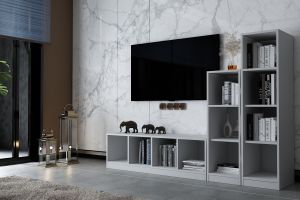 Kitaplıklı Tv Ünitesi Beyaz 197 Cm TV-1297