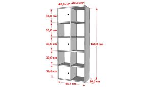 3 Kapakli Rafli Kitaplik 65 Cm Beyaz KTP-1039-Ç