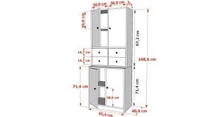 Dolapli Çekmeceli Vitrin Beyaz 65 Cm VTR-1005-Ç