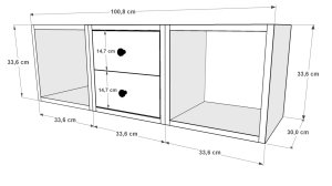 Kitaplikli Çekmeceli Duvar Rafi Beyaz 100 Cm DVR-1018-Ç