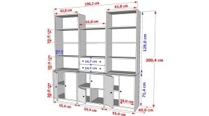 Rafli Çekmeceli Dolapli Vitrin Beyaz 195 Cm VTR-1100-Ç