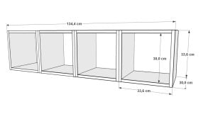 Kitaplikli Duvar Rafi Beyaz Mese 135 Cm DVR-1023