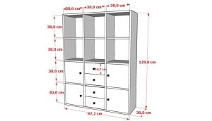 4 Kapakli Çekmeceli Rafli Kitaplik 97 Cm Beyaz KTP-1071-Ç