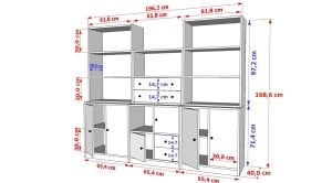 Rafli Çekmeceli Dolapli Vitrin Beyaz 195 Cm VTR-1089-Ç