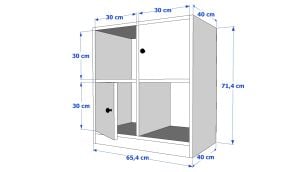 Raflı İki Kapaklı Beyaz Komodin Çıtasız KMD-1033-Ç