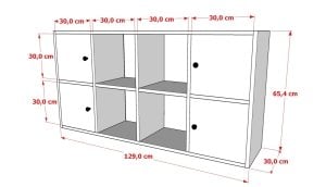 4 Kapakli Rafli Kitaplik 130 Cm Beyaz KTP-1087-C