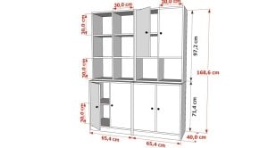 Rafli Dolapli Vitrin Beyaz 130 Cm VTR-1028-Ç