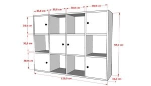 6 Kapakli Rafli Kitaplik 130 Cm Beyaz KTP-1092-Ç