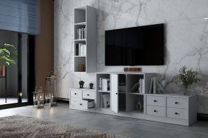 Duvar Dolaplı Çekmeceli Tv Ünitesi Beyaz 227 Cm TV-1255-Ç