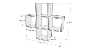 Kitaplikli Duvar Rafi Beyaz Antrasit 100 Cm DVR-1081