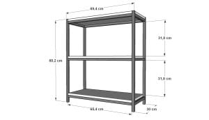 Raflı İki Katlı Metal Kitaplık  Antrasit 69 Cm MTL-KTP-1051-A