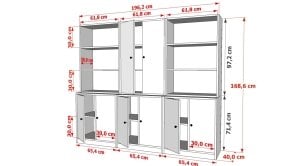 Rafli Dolapli Vitrin Beyaz 195 Cm VTR-1076-Ç